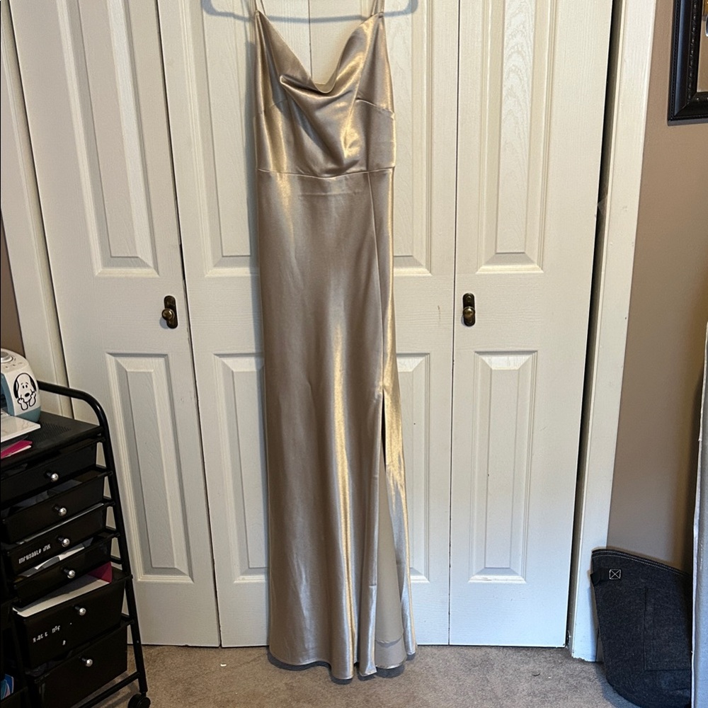 Birdy Grey Champagne Satin Maxi Dress